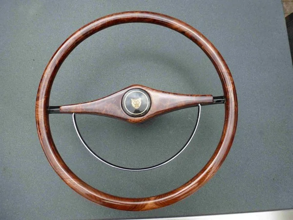 Vintage steering wheel restoration with walnut veneer